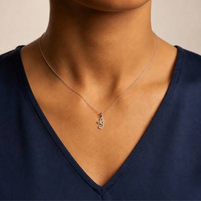 Pendentif Lettre G en Or Blanc 375 & Diamants 0,08 ct HSI - Emanessence