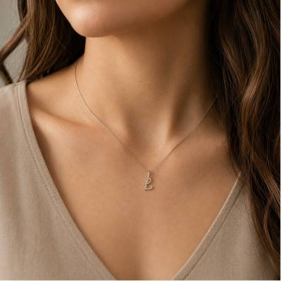 375 White Gold & Diamond 0,08 ct HSI Letter L Pendant - Emanessence