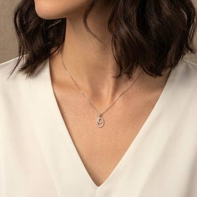 9K White Gold & Diamond Letter O Pendant 0.08 ct HSI - Emanessence