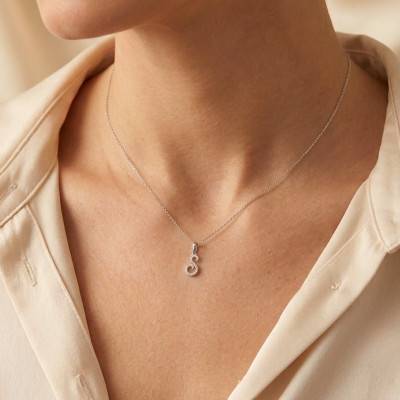 Pendentif Lettre S en Or Blanc 375 & Diamants 0,08 ct HSI - Emanessence