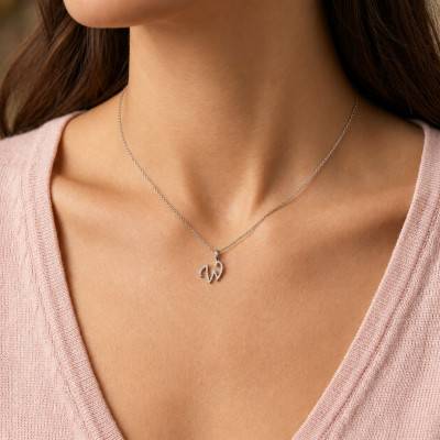 375 White Gold & HSI Diamonds 0,08 ct Letter W Pendant - Emanessence