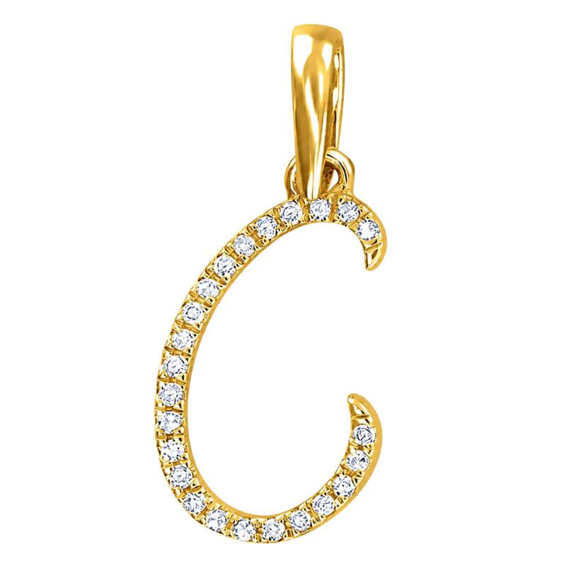 Pendentif Lettre C en Or Jaune 375 & Diamants 0,08 ct HSI - Emanessence