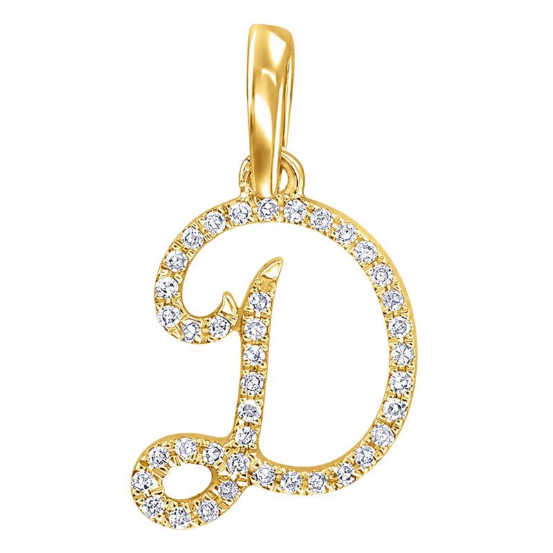 Pendentif Lettre D en Or Jaune 375 & Diamants 0,08 ct HSI - Emanessence