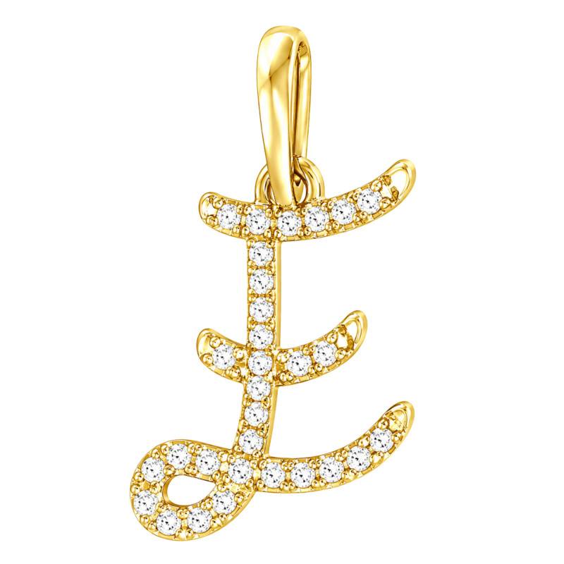 Pendentif Lettre E en Or Jaune 375 & Diamants 0,08 ct HSI - Emanessence