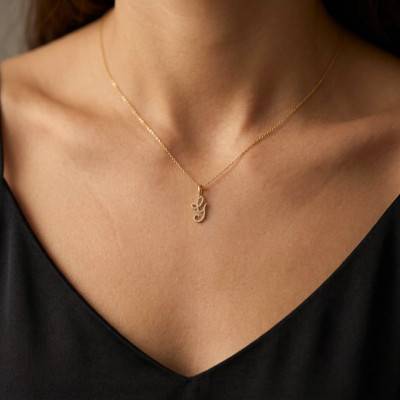 Pendentif Lettre G en Or Jaune 375 & Diamants 0,08 ct HSI - Emanessence