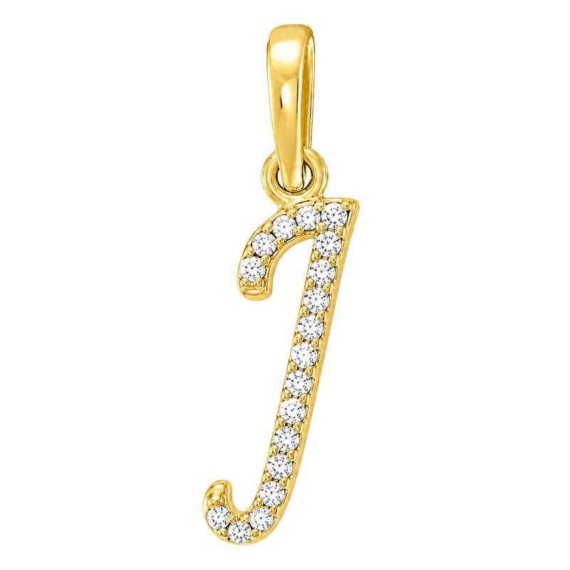 375 Yellow Gold & HSI Diamonds Letter I Pendant 0,08 ct - Emanessence