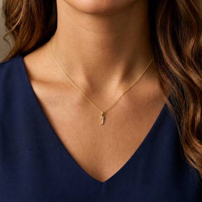 375 Yellow Gold & HSI Diamonds Letter I Pendant 0,08 ct - Emanessence
