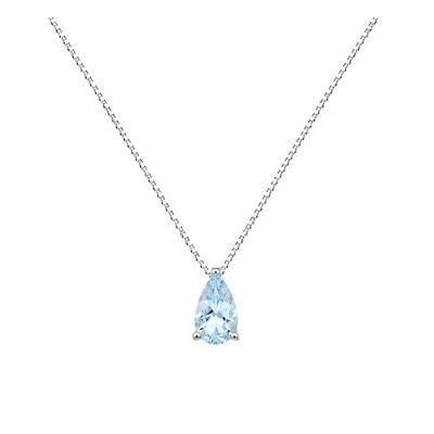 750/1000 White Gold Aquamarine Necklace, 42 cm length - Aurora