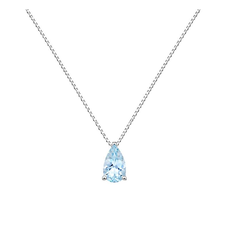 750/1000 White Gold Aquamarine Necklace, 42 cm length - Aurora