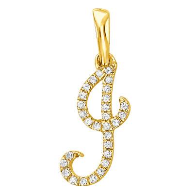 375 Yellow Gold & HSI Diamonds Letter J Pendant 0,08 ct - Emanessence