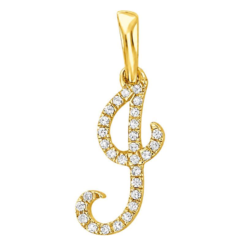 Pendentif Lettre J en Or Jaune 375 & Diamants 0,08 ct HSI - Emanessence
