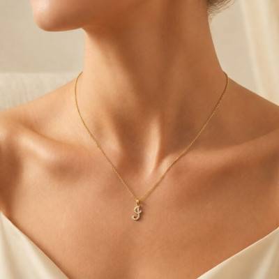 375 Yellow Gold & HSI Diamonds Letter J Pendant 0,08 ct - Emanessence
