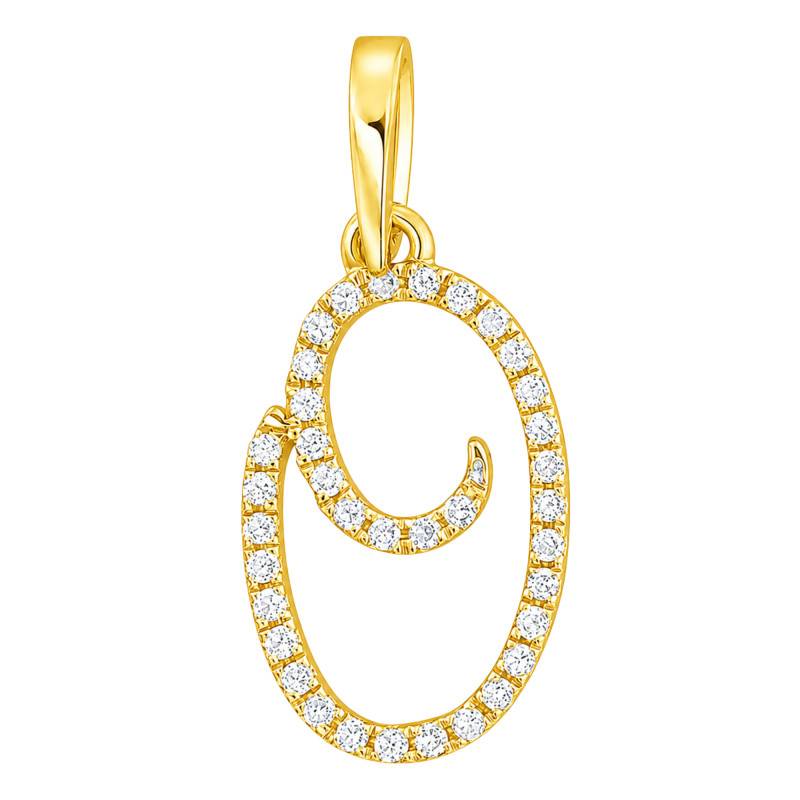 Pendentif Lettre O en Or Jaune 375 & Diamants 0,08 ct HSI - Emanessence