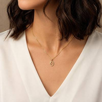 Pendentif Lettre O en Or Jaune 375 & Diamants 0,08 ct HSI - Emanessence