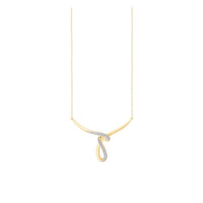 Collier Ruban Croisé en Or Jaune 375 & Diamants 0,01ct, Longueur de 38 cm à 42 cm - Diamond Lady