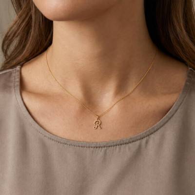 Pendentif Lettre R en Or Jaune 375 & Diamants 0,08 ct HSI - Emanessence