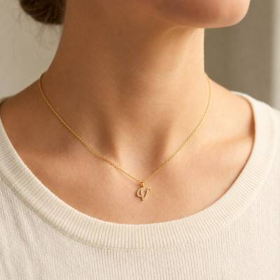 Pendentif Lettre V en Or Jaune 375 & Diamants 0,08 ct HSI - Emanessence