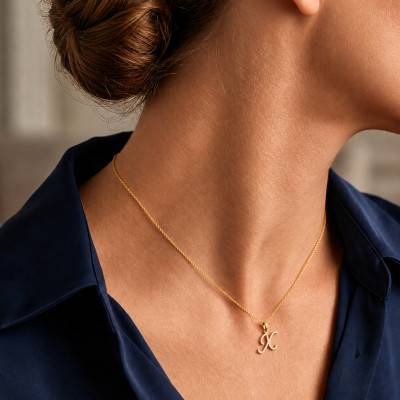 Letter X Pendant in 375/1000 Yellow Gold & HSI Diamonds 0,08 ct - Emanessence