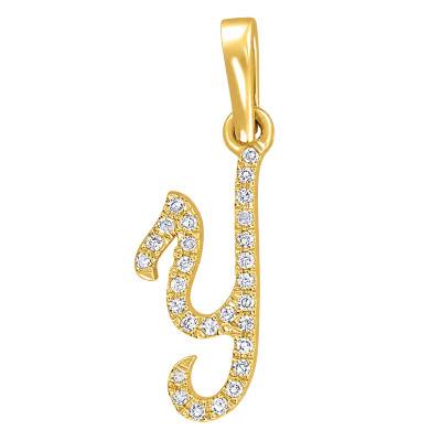 Pendentif Lettre Y en Or Jaune 375 & Diamants 0,08 ct HSI - Emanessence