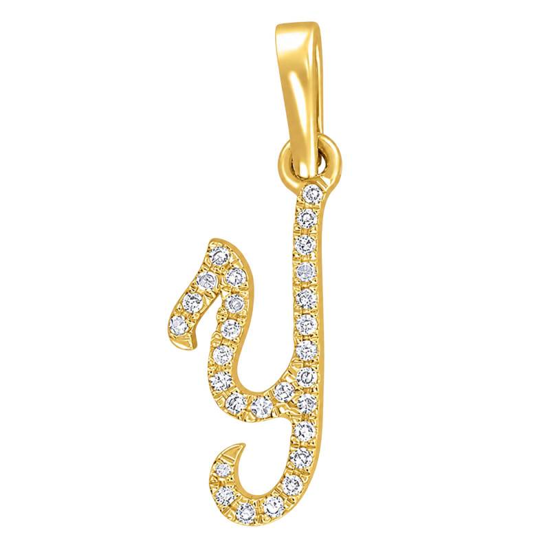 Letter Y Pendant in 375/1000 Yellow Gold & HSI Diamonds 0,08 ct - Emanessence
