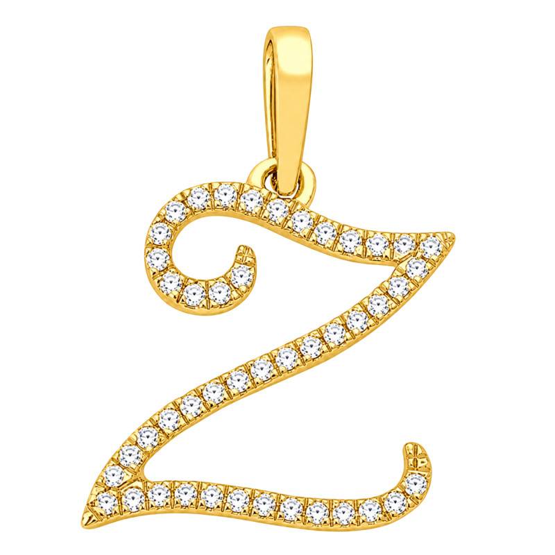 Pendentif Lettre Z en Or Jaune 375 & Diamants 0,08 ct HSI - Emanessence