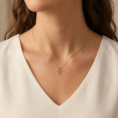 Letter Z Pendant in 375/1000 Yellow Gold & HSI Diamonds 0,08 ct - Emanessence