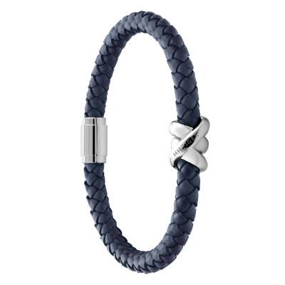 Bracelet Nautical Knot For Him en Acier & Cuir Bleu, Longueur 17,5 cm - 2790736S - Tommy Hilfiger