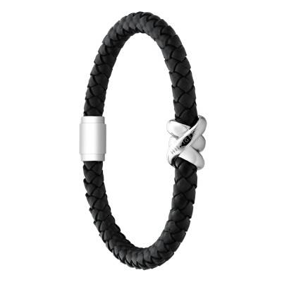 Black Steel & Leather Nautical Knot For Him Bracelet, Length 17.5 cm - 2790734S - Tommy Hilfiger
