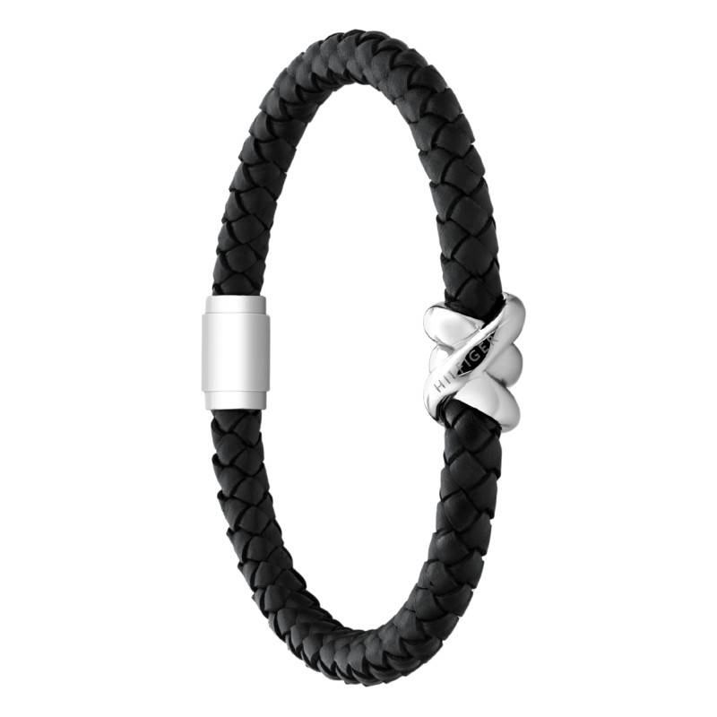 Black Steel & Leather Nautical Knot For Him Bracelet, Length 17.5 cm - 2790734S - Tommy Hilfiger