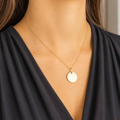 750/1000 Yellow Gold Polished Round Medal, 18 mm Diameter - Emanessence