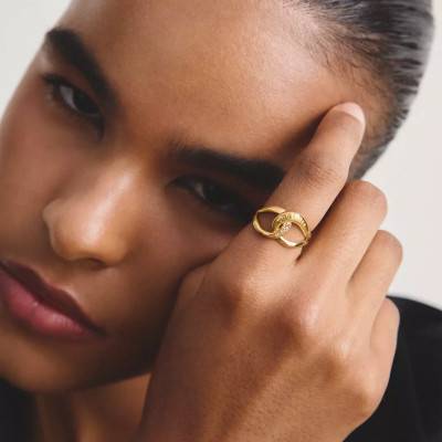 Gold Interlaced Together Ring & Cubic Zirconia - TR2547-M01-14 - Thomas Sabo