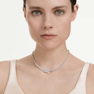 Rhodium-Plated Metal & White Zirconia Oxide Mesmera Necklace, 38 cm Length - 5748004 - Swarovski