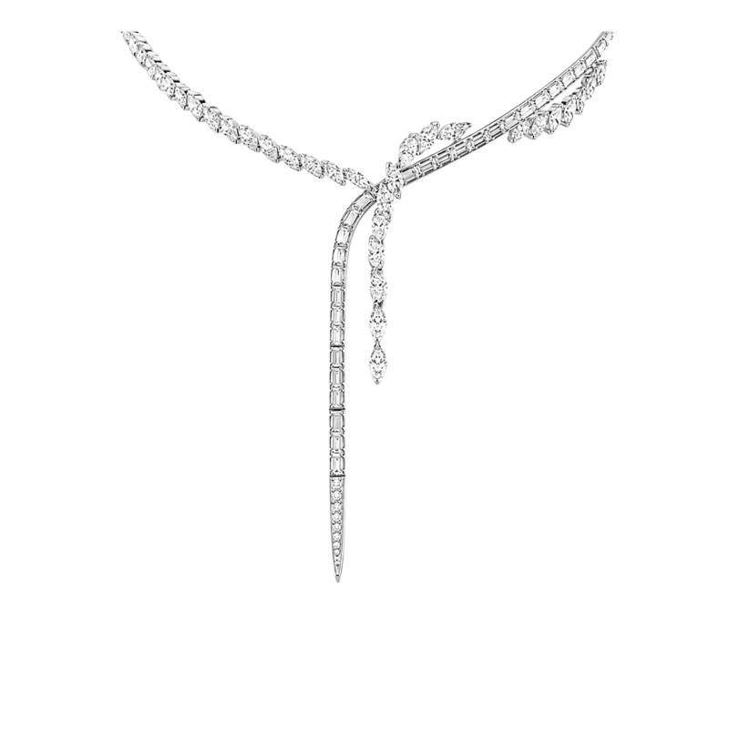 Rhodium-Plated Metal & White Zirconia Oxide Mesmera Y-Necklace, 36 cm to 43 cm Length - 5748652 - Swarovski