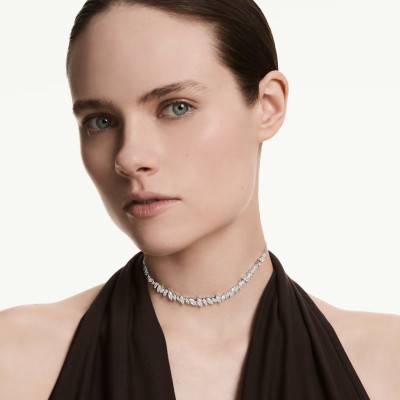 Collier Mesmera en Métal Rhodié & Oxydes de Zirconium Blancs, Longueur 30 cm à 44 cm Ajustable -5755905 - Swarovski