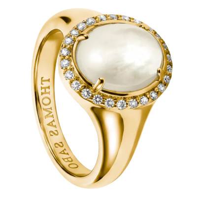 Gold Halo Ring, Mother-of-Pearl & Zirconium Oxides - TR2542-M01-14 - Thomas Sabo