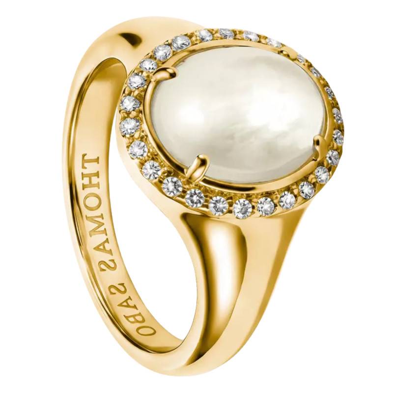 Gold Halo Ring, Mother-of-Pearl & Zirconium Oxides - TR2542-M01-14 - Thomas Sabo