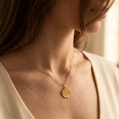 Médaille Arbre de Vie Grand Feuillage en Or Jaune 750, Diamètre 17 mm - Argyor