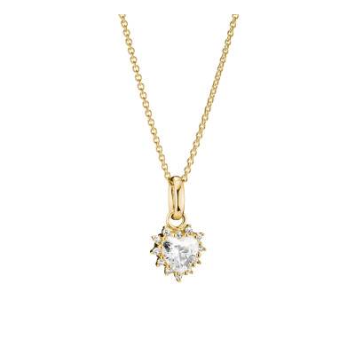 Collier Cœur en Métal Doré & Oxydes de Zirconium, Longueur de 40 cm à 45 cm - KE2386-M01-14 - Thomas Sabo