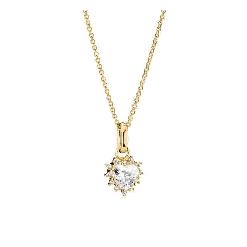 Collier Cœur en Métal Doré & Oxydes de Zirconium, Longueur de 40 cm à 45 cm - KE2386-M01-14 - Thomas Sabo