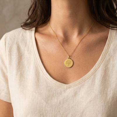 375 Yellow Gold Tree of Life Medal, 18 mm Diameter - Argyor