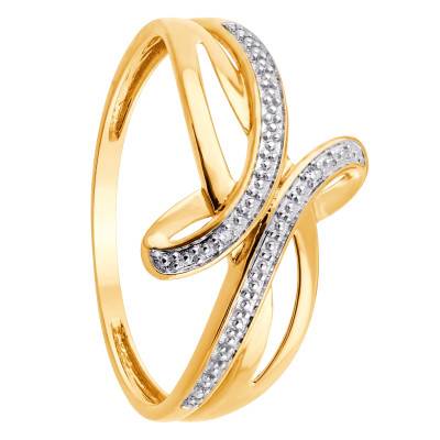 Bague Entrelacée en Or Jaune 375 & Diamants 0,002 ct, Taille 52 - Diamond Lady