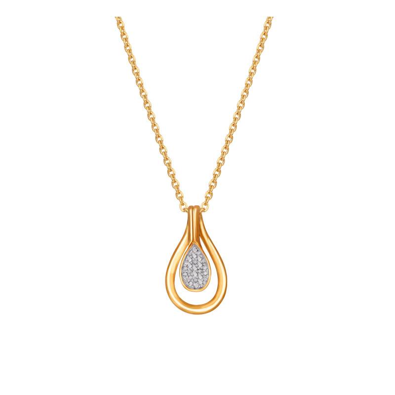Yellow 375/1000 Gold & Diamonds 0,04 ct Drop Necklace, Length 38 cm to 42 cm - Diamond Lady