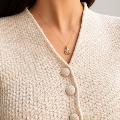 Yellow 375/1000 Gold & Diamonds 0,04 ct Drop Necklace, Length 38 cm to 42 cm - Diamond Lady