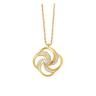 Collier Fleur Ajourée en Or Jaune 375 & Diamants 0,02 ct, Longueur 38 cm Ajustable - Diamond Lady