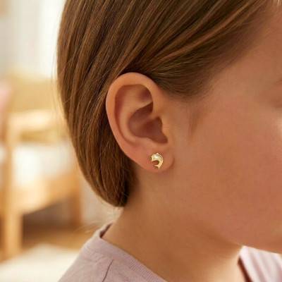 9K Yellow Gold & Mother-of-Pearl Dolphin Stud Earrings - Bambins