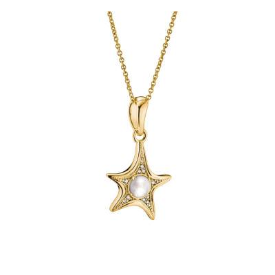 Collier Étoile De Mer en Métal Doré, Nacre & Oxydes de Zirconium, Longueur de 50 cm à 55 cm - KE2382-M01-14 - Thomas Sabo