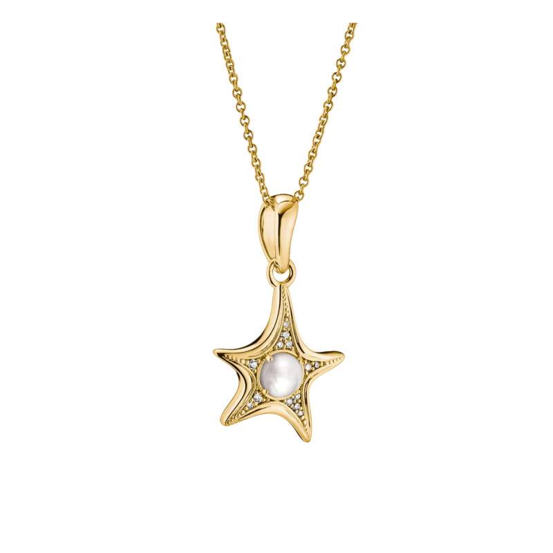 Collier Étoile De Mer en Métal Doré, Nacre & Oxydes de Zirconium, Longueur de 50 cm à 55 cm - KE2382-M01-14 - Thomas Sabo