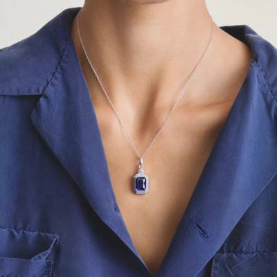 Blue Crystal & 925/1000 Silver Elyndra Necklace, Length 40 cm to 45 cm - KE2381-166-1 - Thomas Sabo