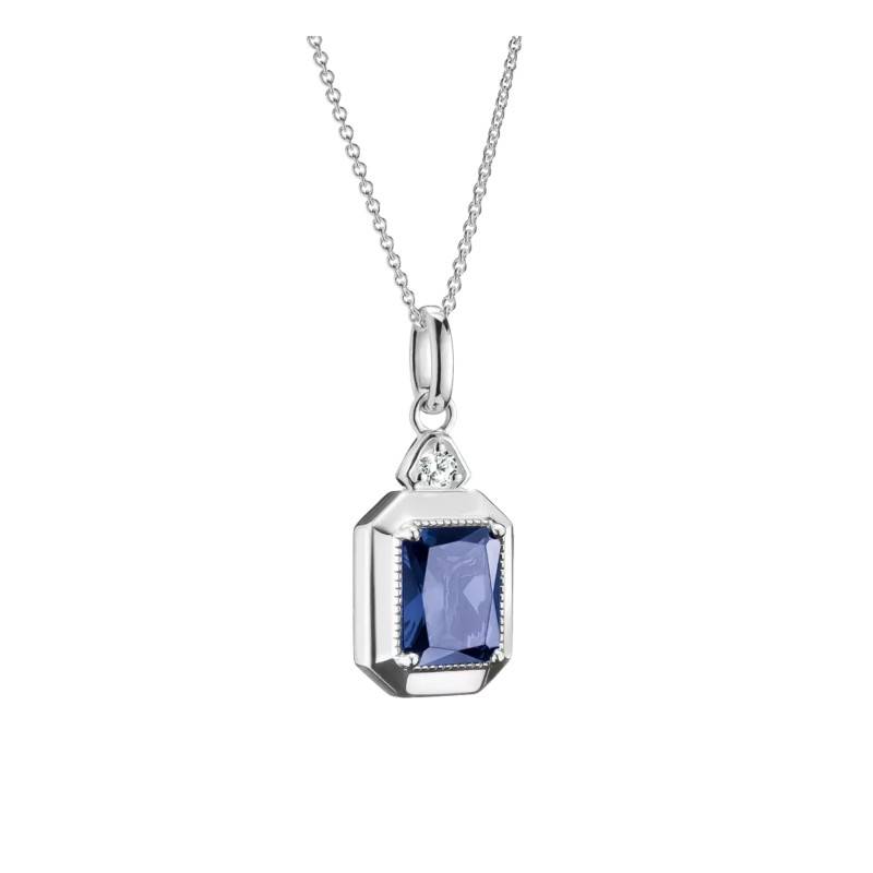 Collier Elyndra en Argent 925 & Cristal Bleu, Longueur de 40 cm à 45 cm - KE2381-166-1 - Thomas Sabo