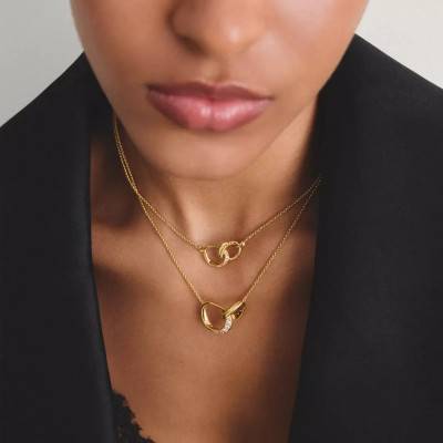 Gold-Toned Metal & Cubic Zirconia Together Necklace, 40 cm to 45 cm Length - KE2380-M01-14 - Thomas Sabo